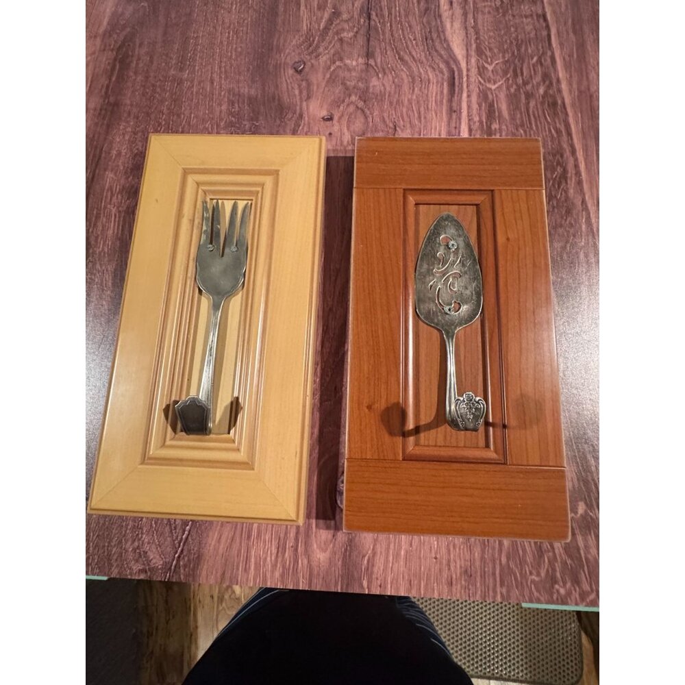 2 Handmade Silverware Wall Hangings with Hooks – Super‎ Unique! 🍴✨